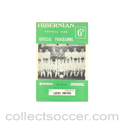 1968 - Hibernian v Leeds United official programme 10/01/1968 Inter Cities Fairs Cup