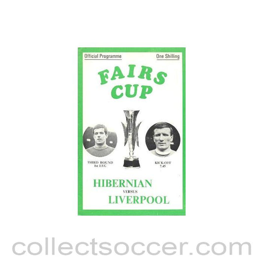 1970 - Hibernian v Liverpool European Fairs Cup Third Round First Leg official programme 09/12/1970