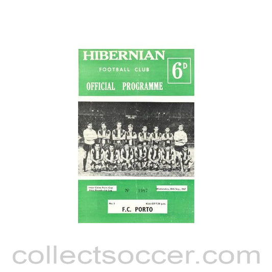 1967 - Hibernian v Porto official programme 20/09/1967 Inter Cities Fairs Cup