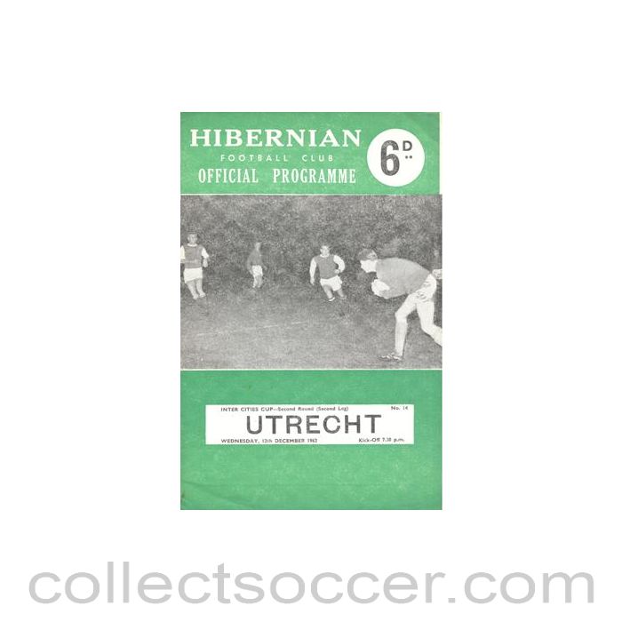 1962 - Hibernian v Utrecht official programme 12/12/1962 Inter Cities Cup