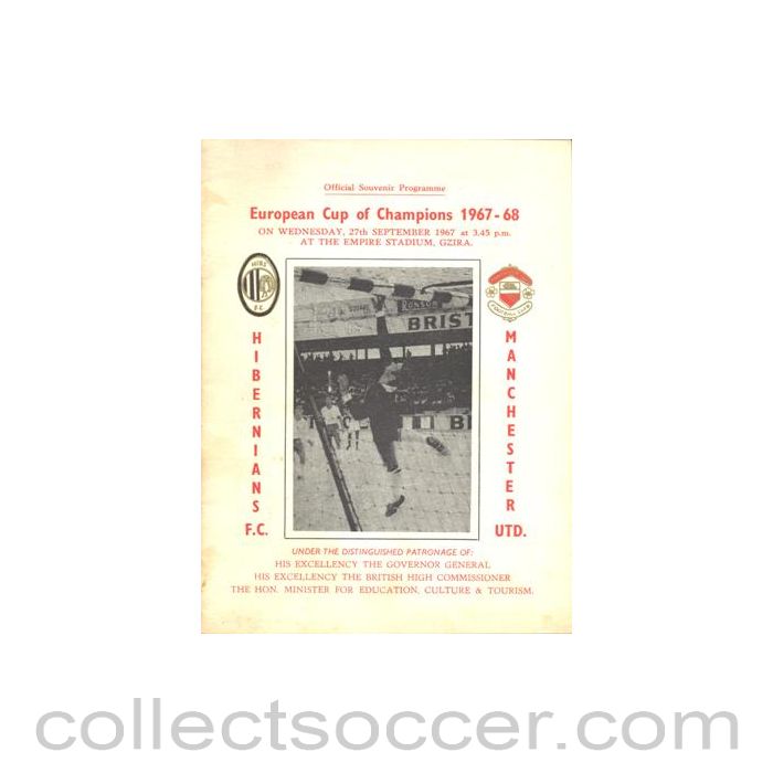 1967 - Hibernians Malta V Manchester United official programme 27/09/1967 European Champions Cup
