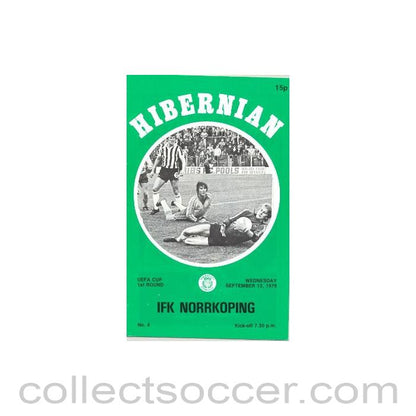 1978 - Hibernian v Norrkoping official programme 13/09/1978 UEFA Cup
