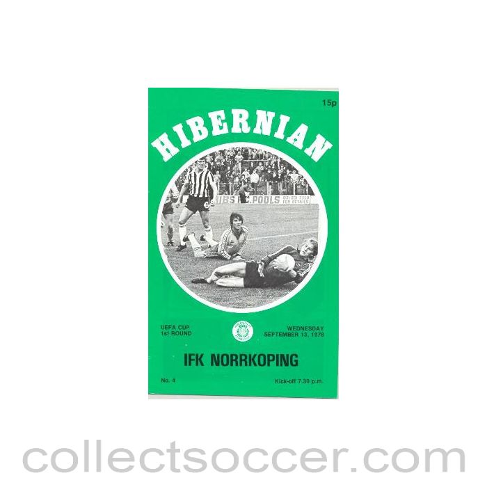 1978 - Hibernian v Norrkoping official programme 13/09/1978 UEFA Cup