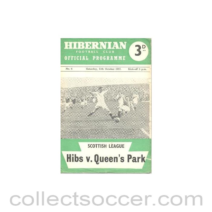 1957 - Hibernian v Queen's Park official programme 12/10/1957
