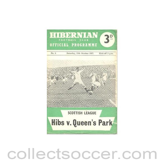 1957 - Hibernian v Queen's Park official programme 12/10/1957