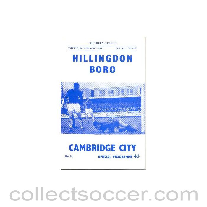 1971 - Hillingdon Borough v Cambridge City official programme 09/02/1971