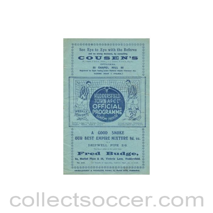 1929 - Huddersfield Town v Sheffield United official programme 21/09/1929