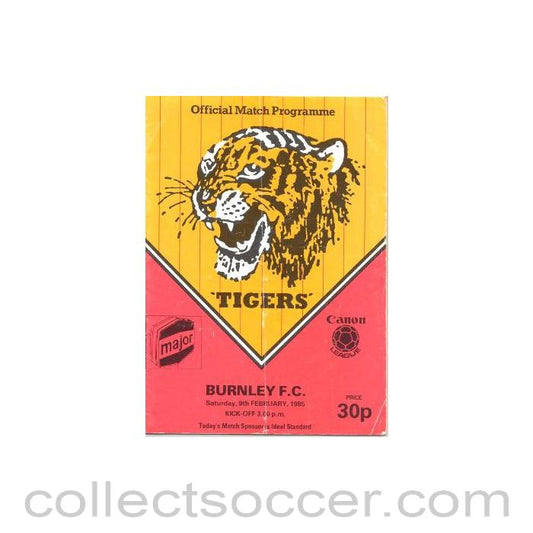 1985 - Hull City v Burnley official programme 09/02/1985 Canon League