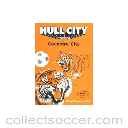 1974 - Hull City v Coventry City official programme 03/08/1974