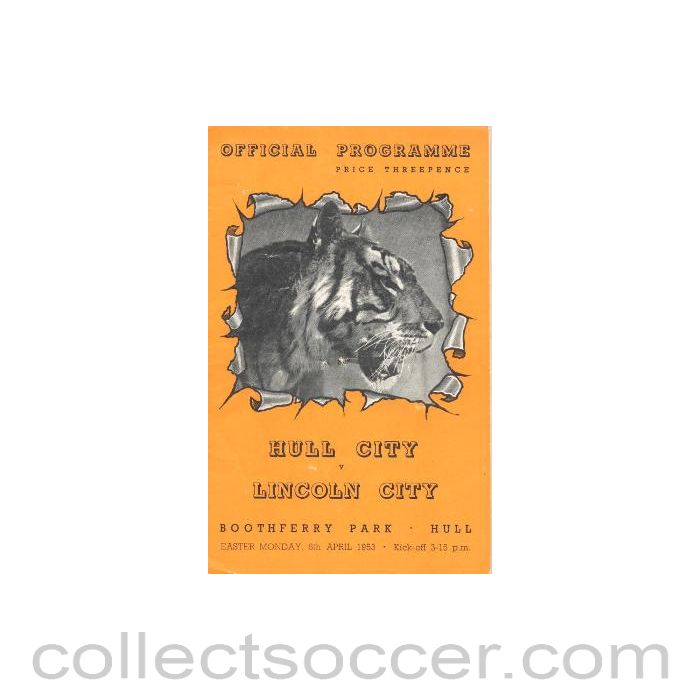 1953 - Hull City v Lincoln City official programme 06/04/1953