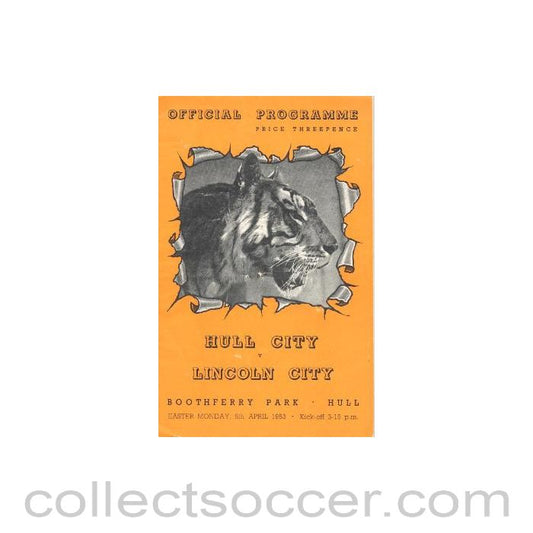1953 - Hull City v Lincoln City official programme 06/04/1953