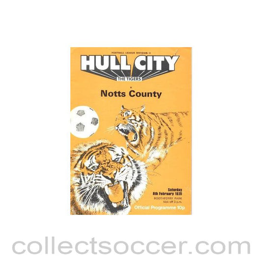 1975 - Hull City v Notts County official programme 08/02/1975 Football League