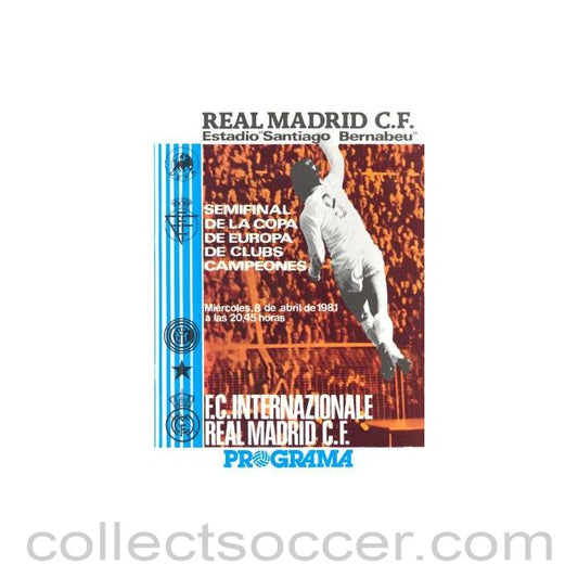 1981 European Cup Semi-Final Real Madrid v Inter Milan official programme 08/04/1981