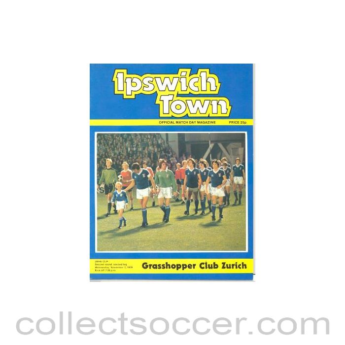 1979 - Ipswich Town v Grasshopper Zurich official programme 07/11/1979 UEFA Cup