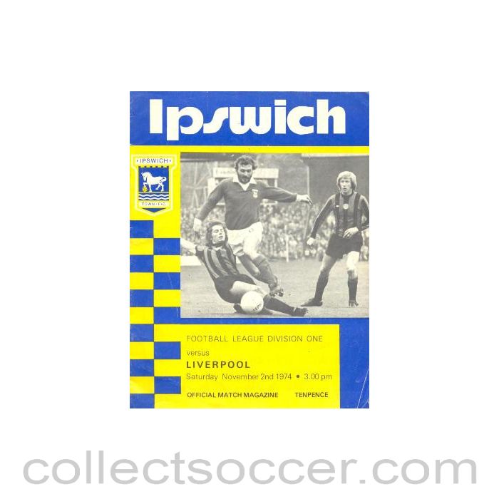 1974 - Ipswich Town v Liverpool official programme 02/11/1974