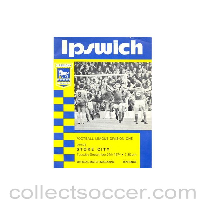 1974 - Ipswich Town v Stoke City official programme 24/09/1974 Football League