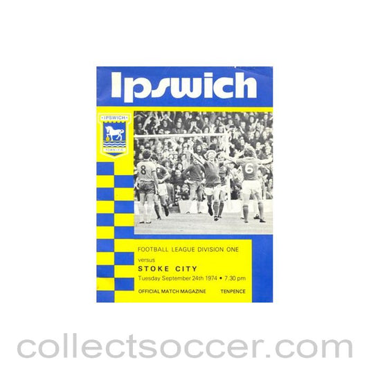 1974 - Ipswich Town v Stoke City official programme 24/09/1974 Football League