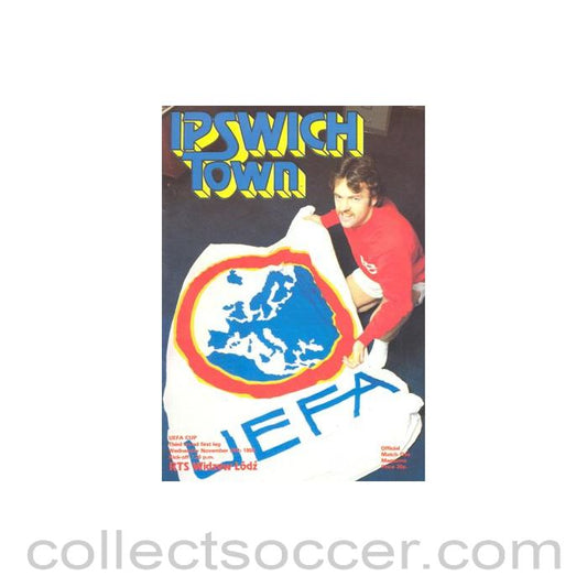 1980 - Ipswich Town v Widzew Lodz Poland official programme 26/11/1980 UEFA Cup