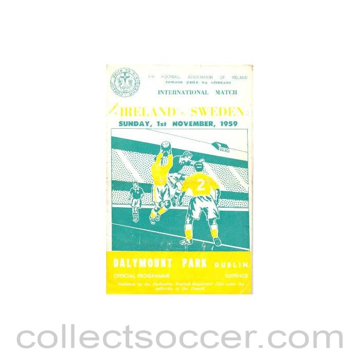 1959 - Ireland v Sweden official programme 01/11/1959,