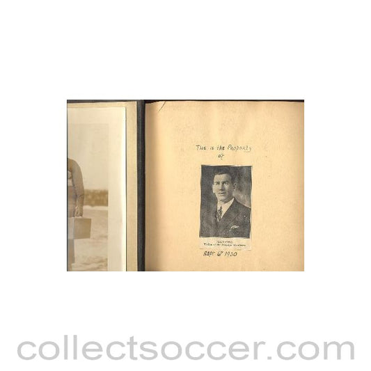 1930 - World Cup 1930 Personal Ephemera book for John Coll trainer of the United States football team -museum quality also contains ticket for Charlton's 1937 tour of USA
