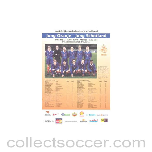 2000 Holland Youth Team v Scotland Youth Team official programme 25/04/2000