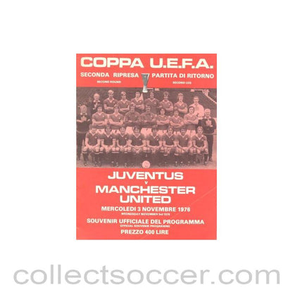 1976 - Juventus v Manchester United official programme 03/11/1976 UEFA Cup