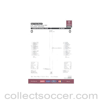 2003 - Juventus v Milan 28/05/2003 colour Half Time Report