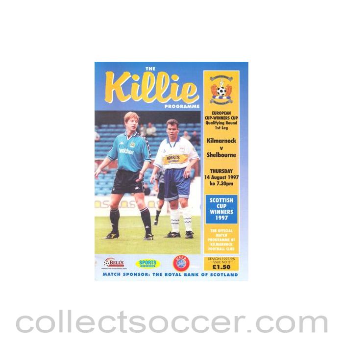 1997 - Kilmarnock v Shelbourne official programme 14/08/1997 Cup Winners Cup