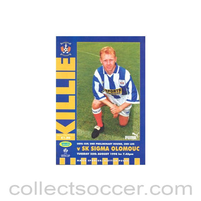 1998 - Kilmarnock v Sigma Olomouc official programme 25/08/1998 UEFA Cup