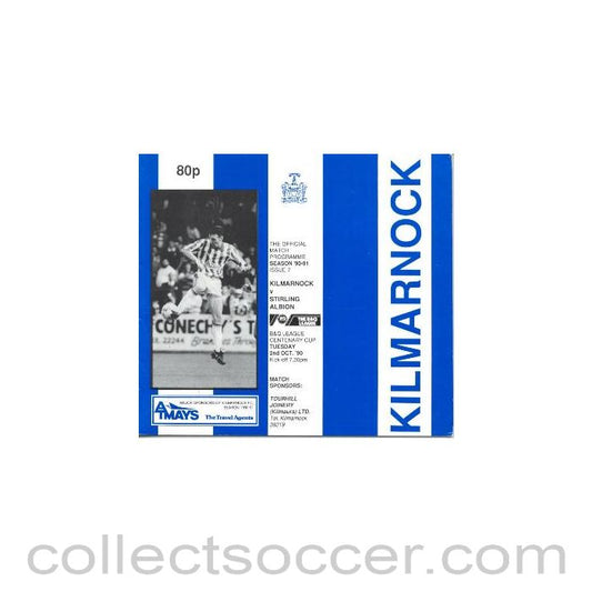 1990 - Kilmarnock v Stirling Albion official programme 02/10/1990 B & Q League