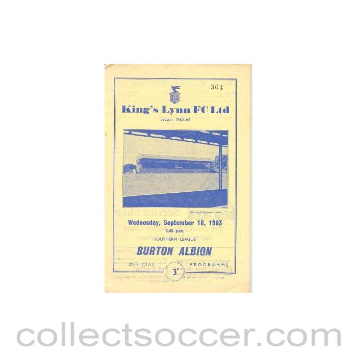 1963 - King’s Lynn v Burton Albion official programme 18/09/1963