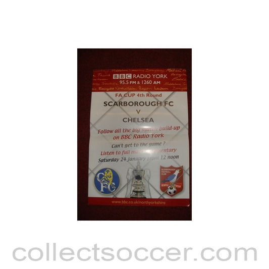2004 - Scarborough v Chelsea 24/01/2004 poster FA Cup 29.5 x 42 cm BBC production