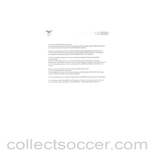 2003 - Lazio v Chelsea media release 04/11/2003