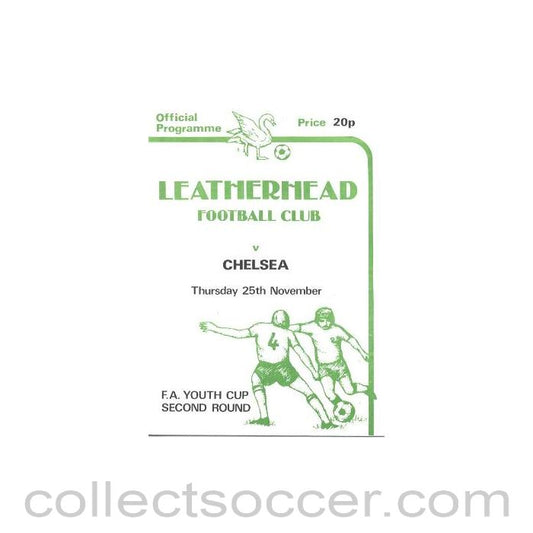 1982 - Leatherhead vChelsea official programme 25/11/1982 Youth Cup Second Round