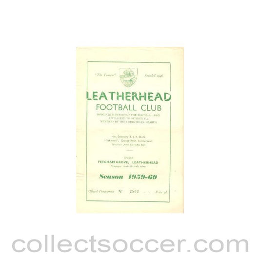 1959 - Leatherhead v Sheppey United official programme 21/11/1959