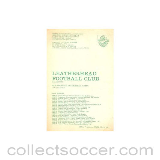 1970 - Leatherhead v Wimbledon official programme 07/11/1970