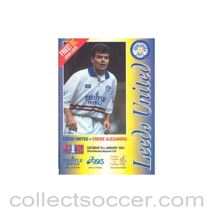 1994 - Leeds United v Crewe Alexandra official programme 08/01/1994 F.A. Cup