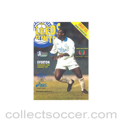 1995 - Leeds United v Everton official programme 22/02/1995 Premier League, with a giant John Pemberton poster