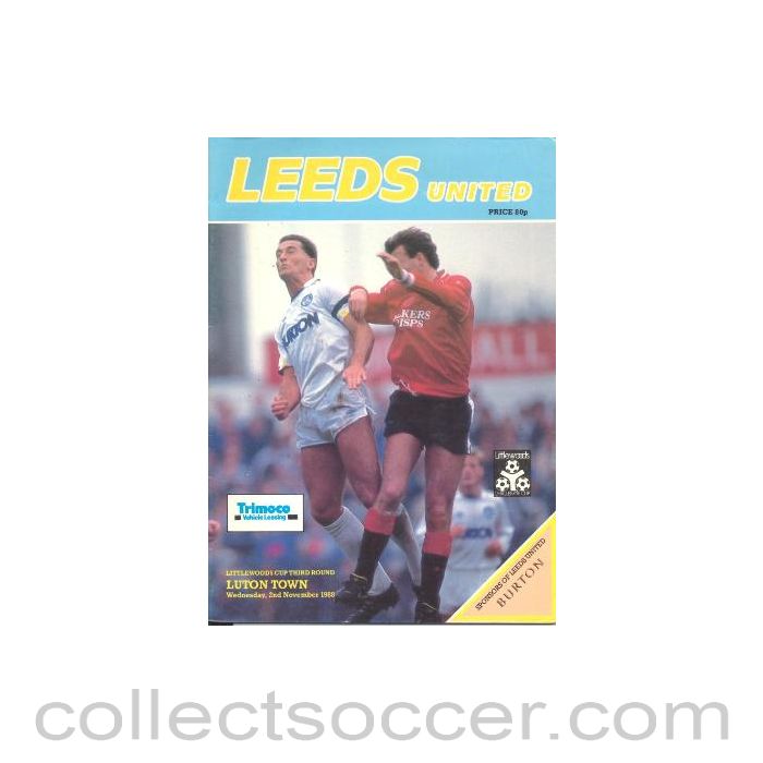 1988 - Leeds United v Luton Town official programme 02/11/1988 Littlewoods Cup