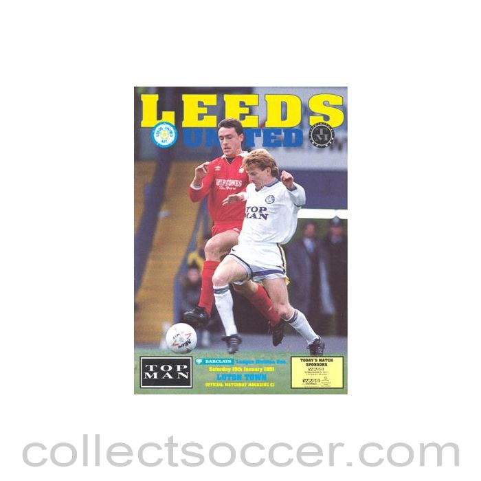 1991 - Leeds United v Luton Town official programme 19/01/1991 Football League