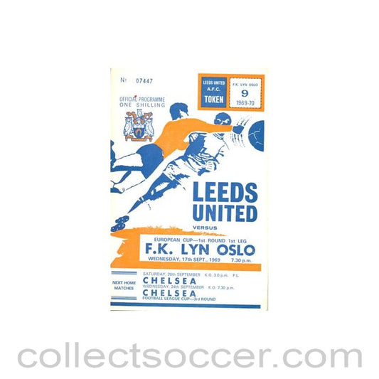 1969 - Leeds United v Lyn Oslo officialst programme 17/09/1969 European Cup