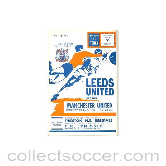1969 - Leeds United v Manchester United official programme 06/09/1969 Football League