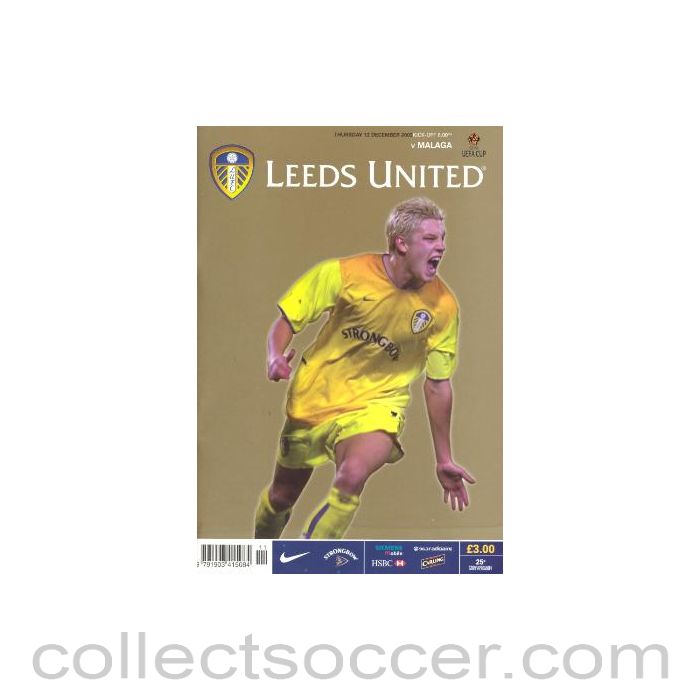 2002 - Leeds United v Malaga official programme 12/12/2002 UEFA Cup