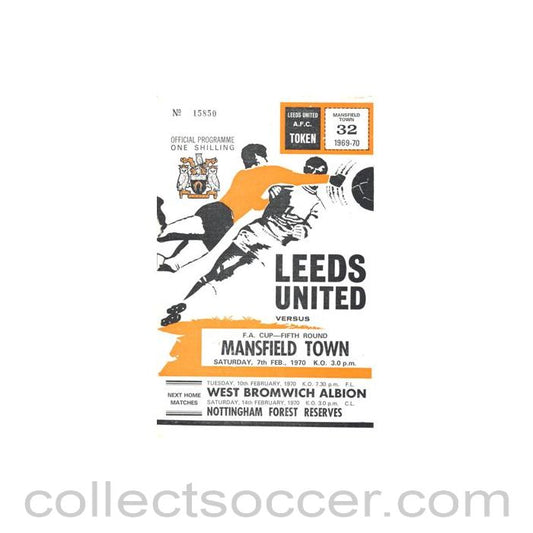 1970 - Leeds United v Mansfield Town officialst programme 07/02/1970 F.A. Cup