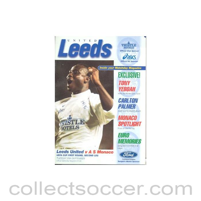 1995 - Leeds United v Monaco official programme 26/09/1995