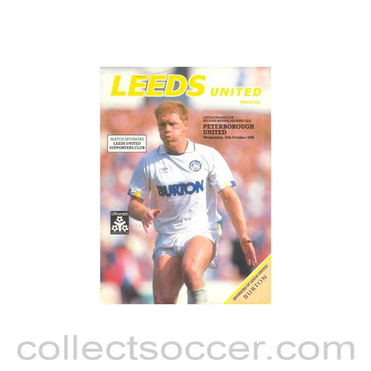 1988 - Leeds United v Peterborough United official programme 12/10/1988 Littlewoods Cup