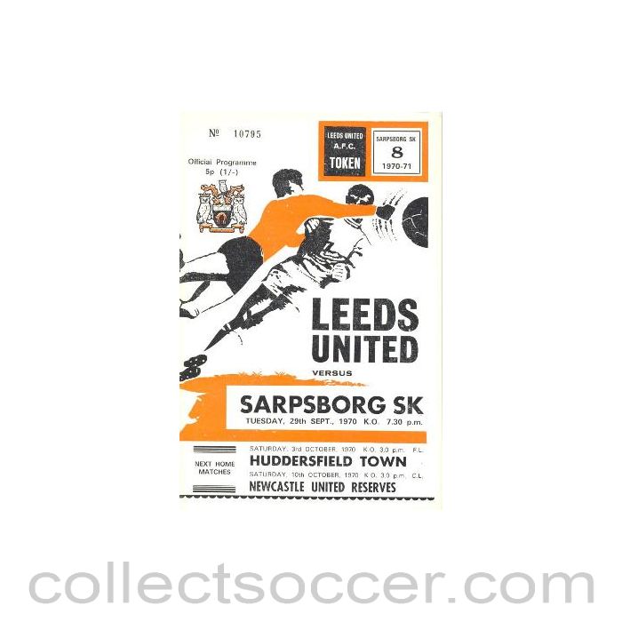 1970 - Leeds United v Sarpsborg official programme 29/09/1970