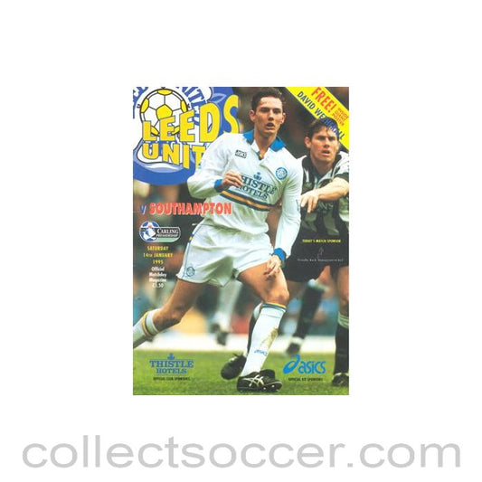 1995 - Leeds United v Southampton official programme 14/01/1995 Premier League, with a giant David Wetherall poster