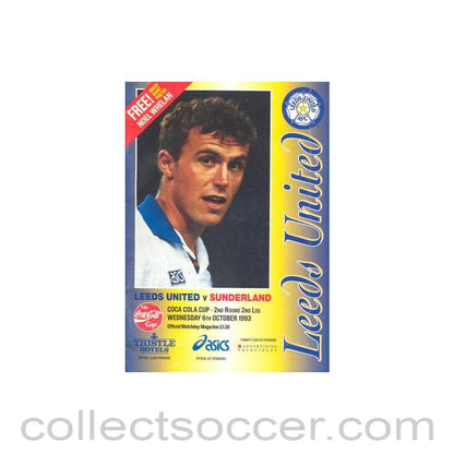 1993 - Leeds United v Sunderland official programme 06/10/1993 Coca Cola Cup