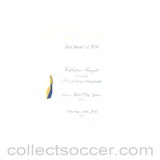 1969 Leeds United Celebration Banquet menu on winning the Football League 1st Division Championship 19/07/1969